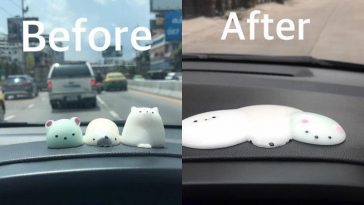 車に飾っておいたゴム製の人形が暑さで溶ける　©posttoday